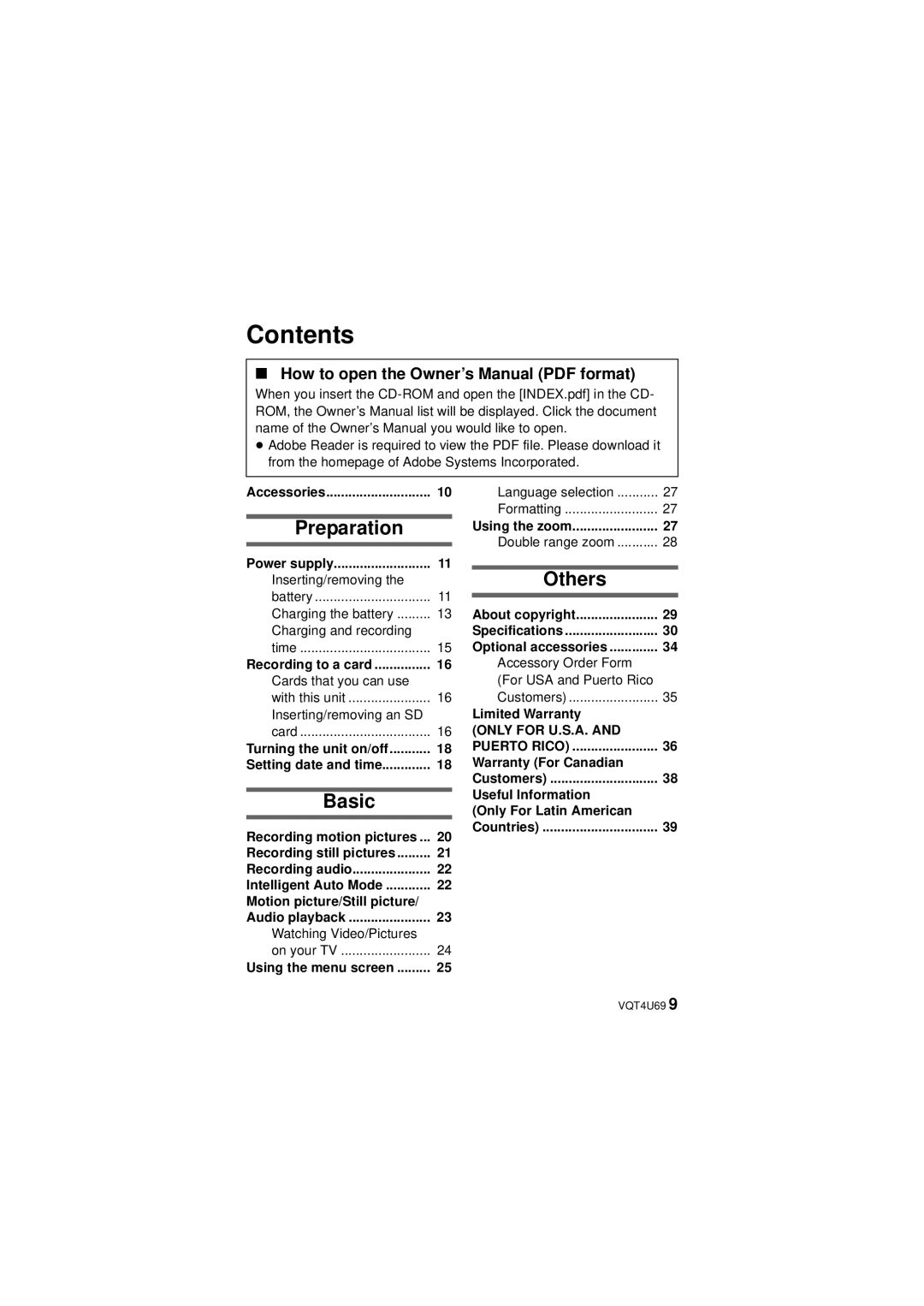 Panasonic HX-DC3 owner manual Contents 