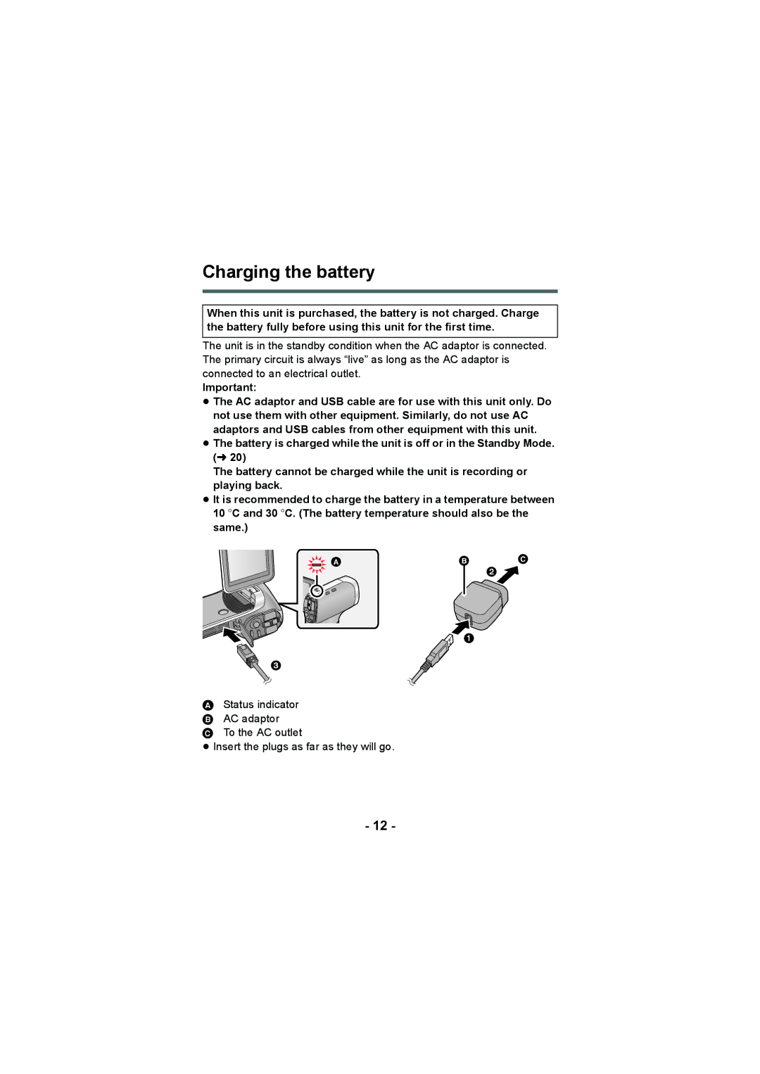 Panasonic HX-DC3 operating instructions Charging the battery 