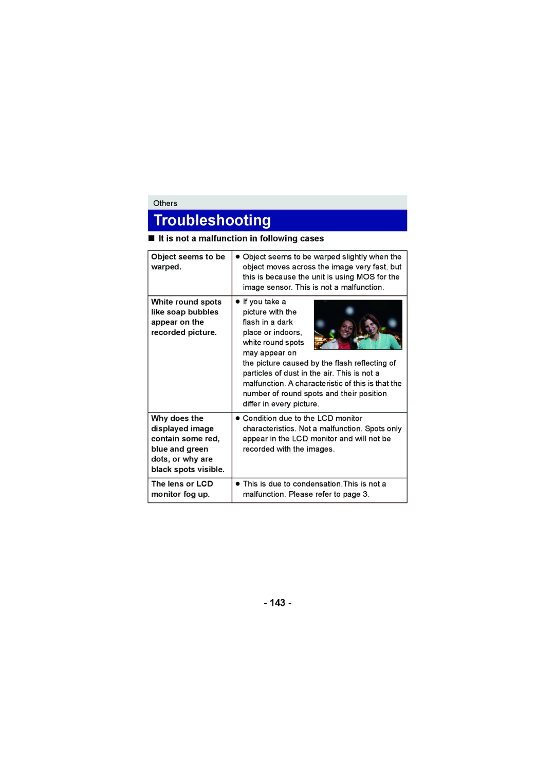 Panasonic HX-DC3 operating instructions Troubleshooting, 143 