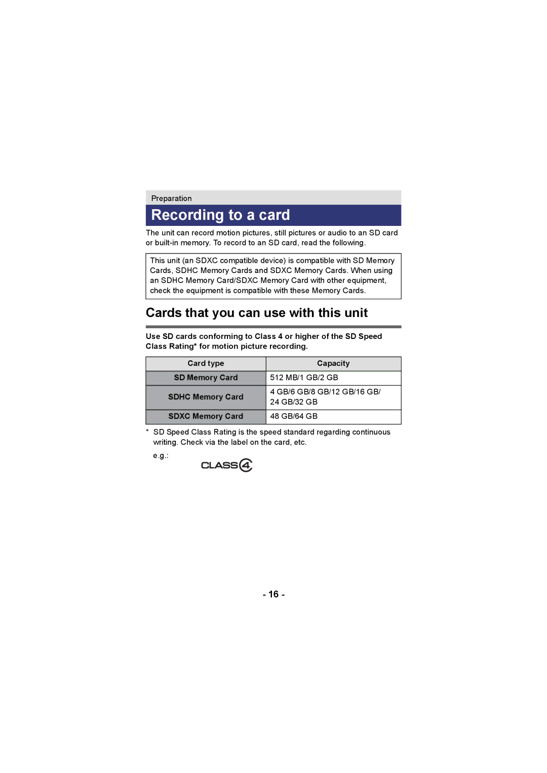 Panasonic HX-DC3 operating instructions Recording to a card, Cards that you can use with this unit 