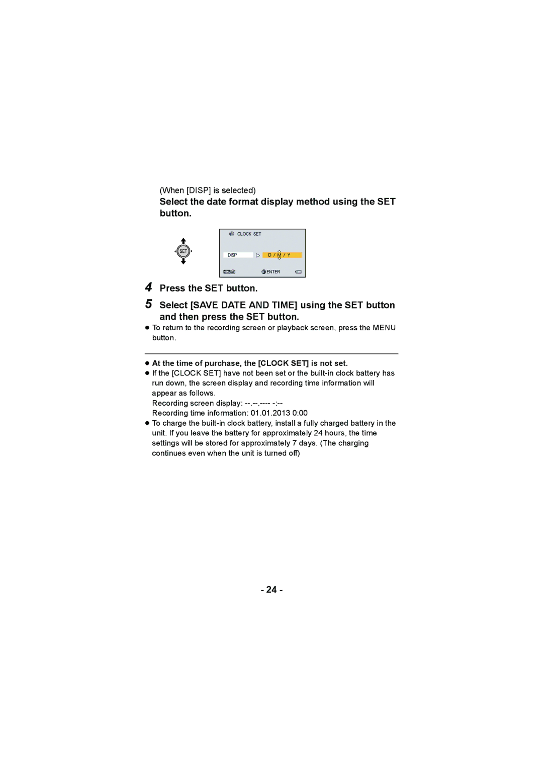 Panasonic HX-DC3 operating instructions 