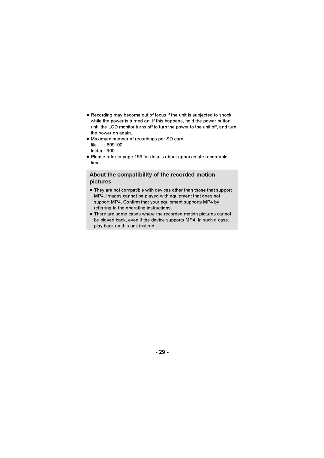 Panasonic HX-DC3 operating instructions About the compatibility of the recorded motion pictures 