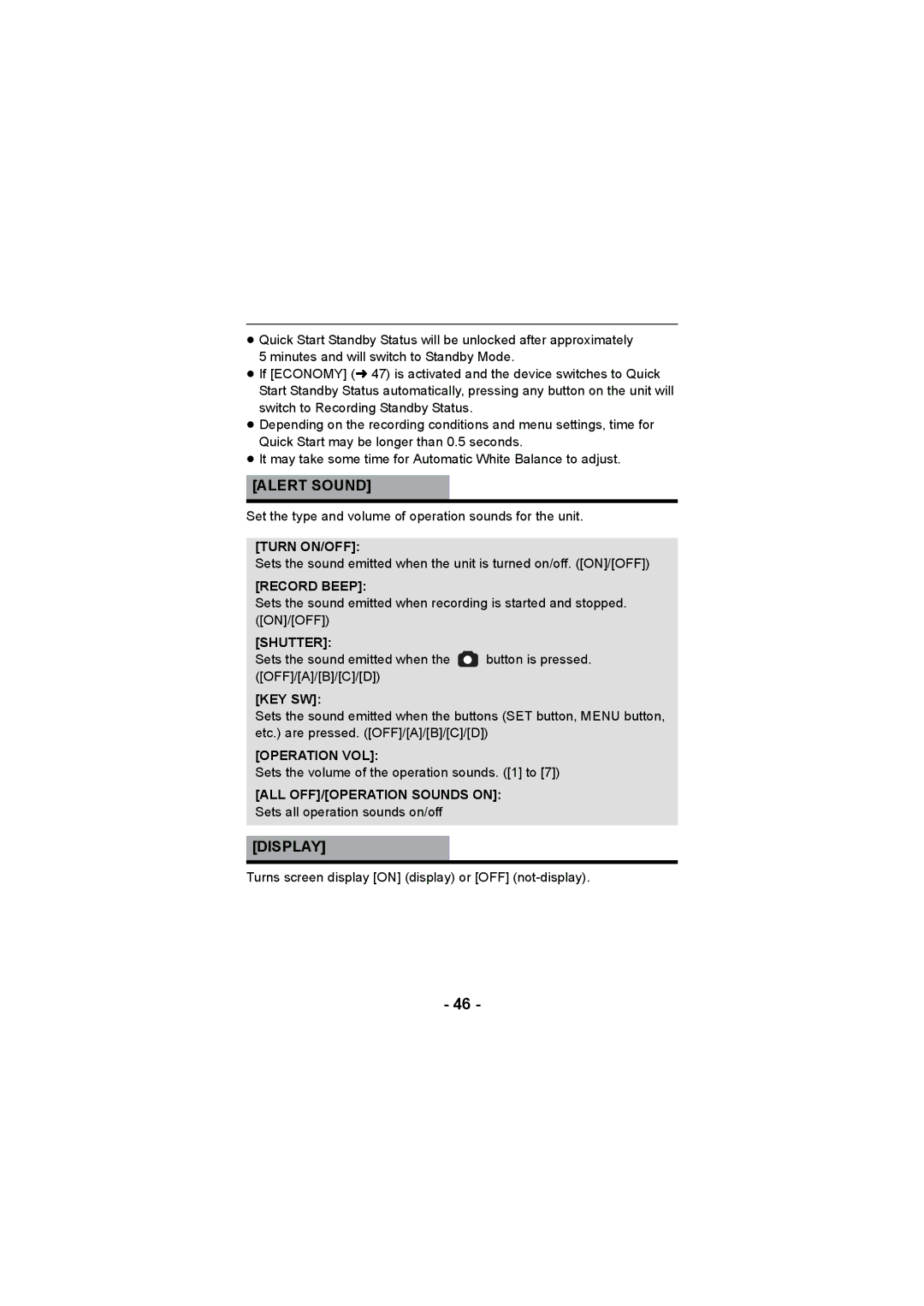 Panasonic HX-DC3 operating instructions Alert Sound, Display 