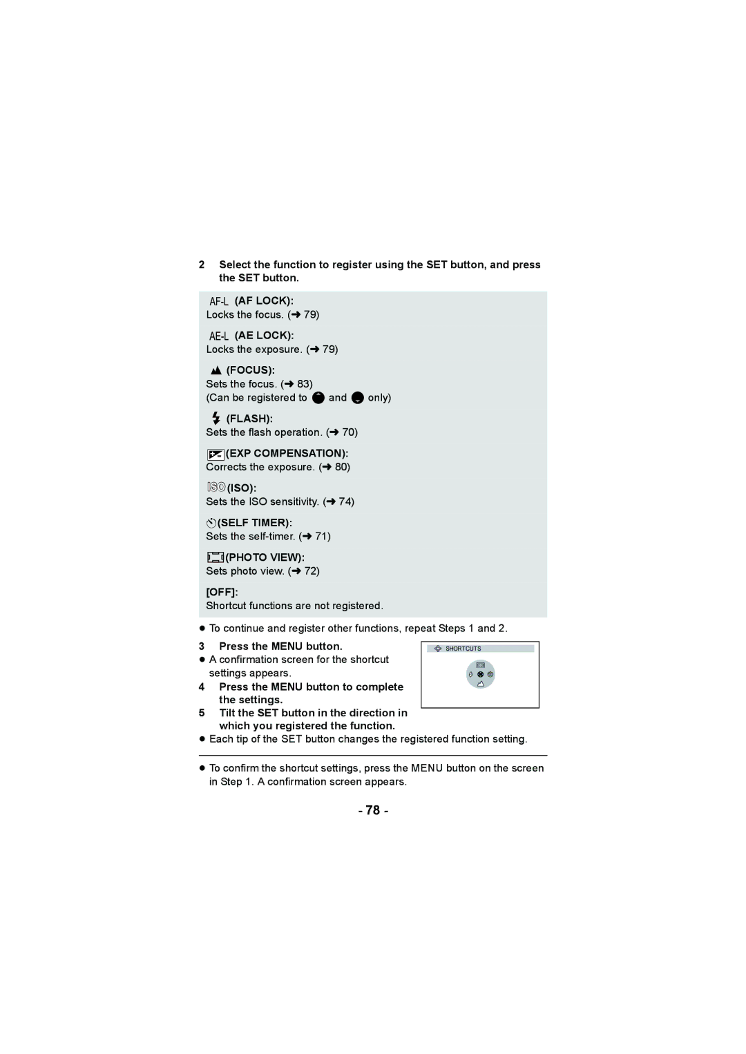 Panasonic HX-DC3 operating instructions AF Lock, AE Lock, Flash, EXP Compensation, Iso Iso, Øself Timer, Photo View 