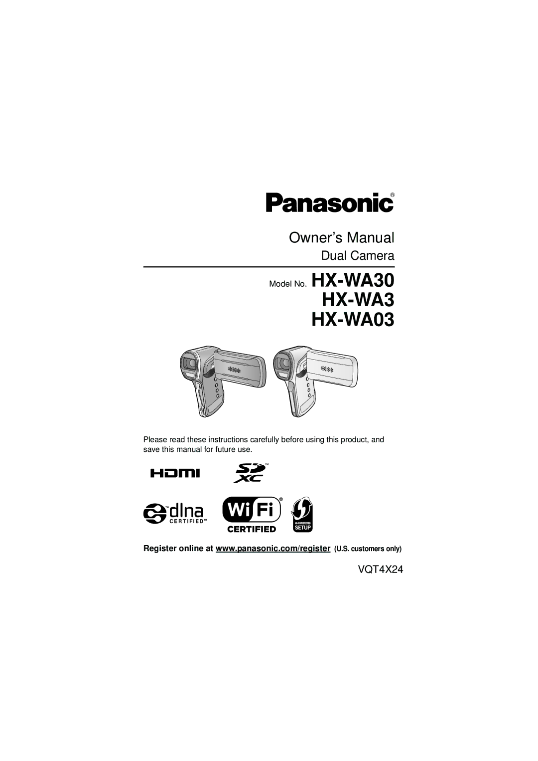 Panasonic HX-WA30, HXWA03H owner manual HX-WA3 HX-WA03 