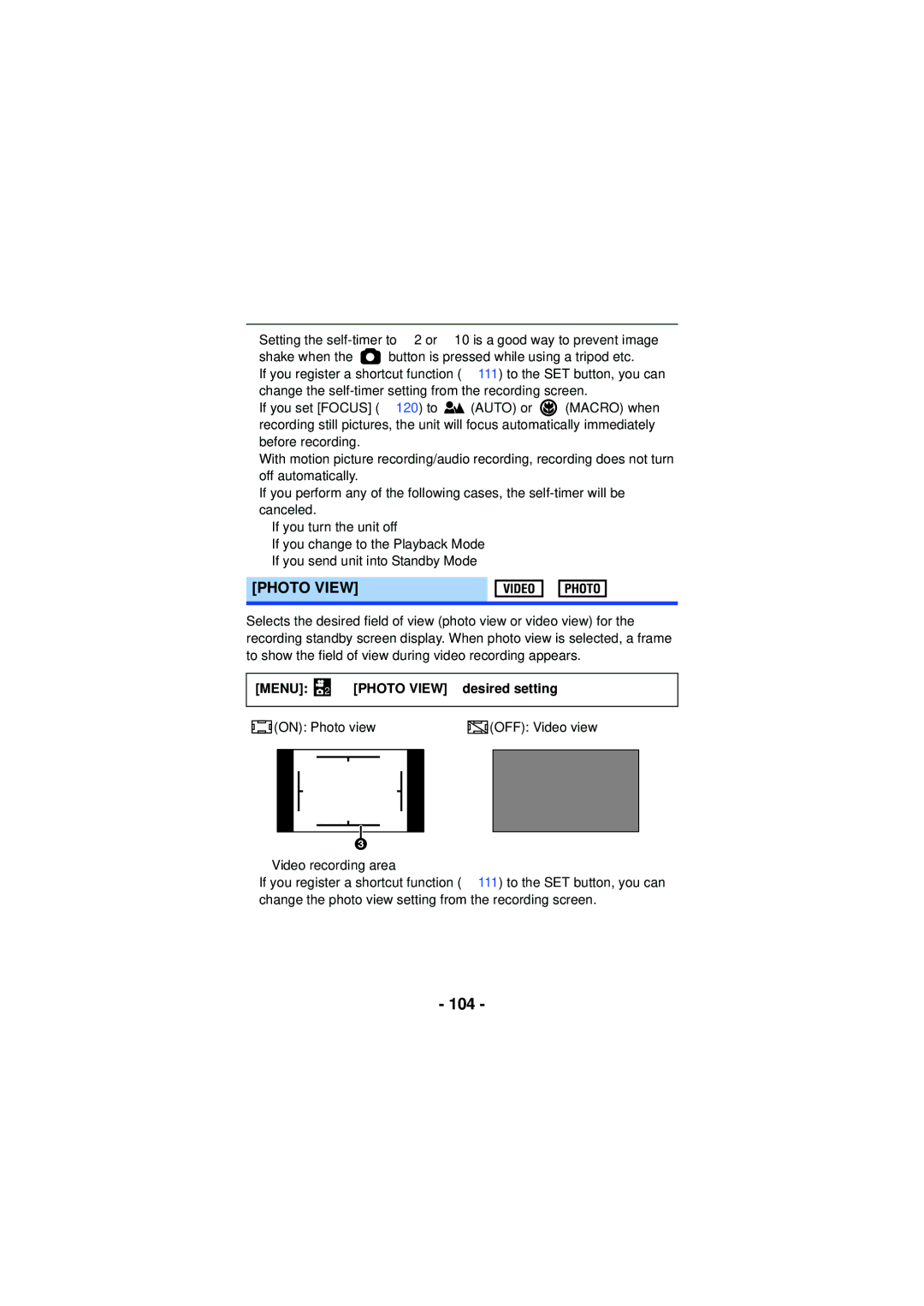 Panasonic HX-WA30, HX-WA03, HXWA03H owner manual 104, Menu 2 # Photo View # desired setting 