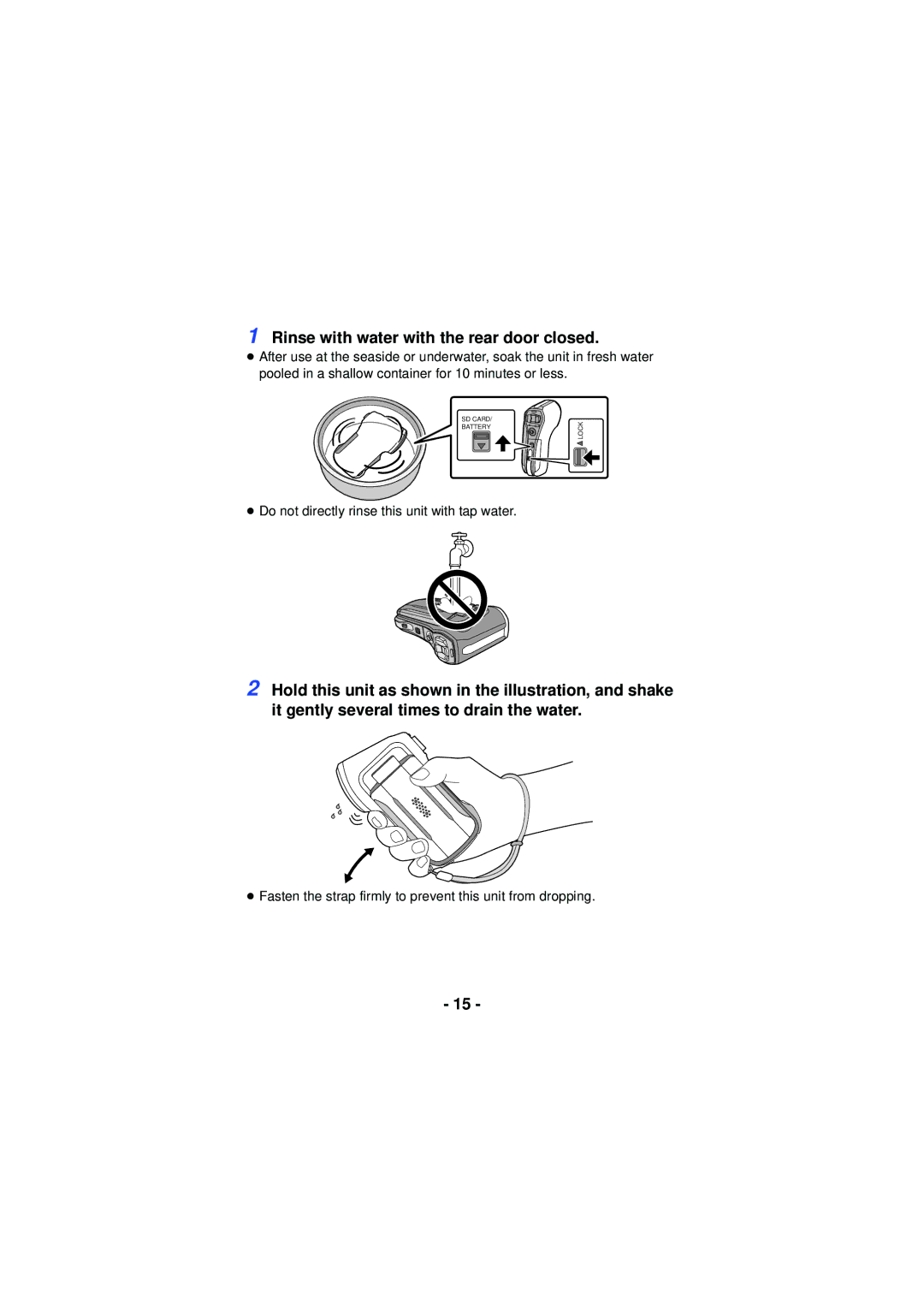 Panasonic HXWA03H, HX-WA30, HX-WA03 owner manual Rinse with water with the rear door closed 