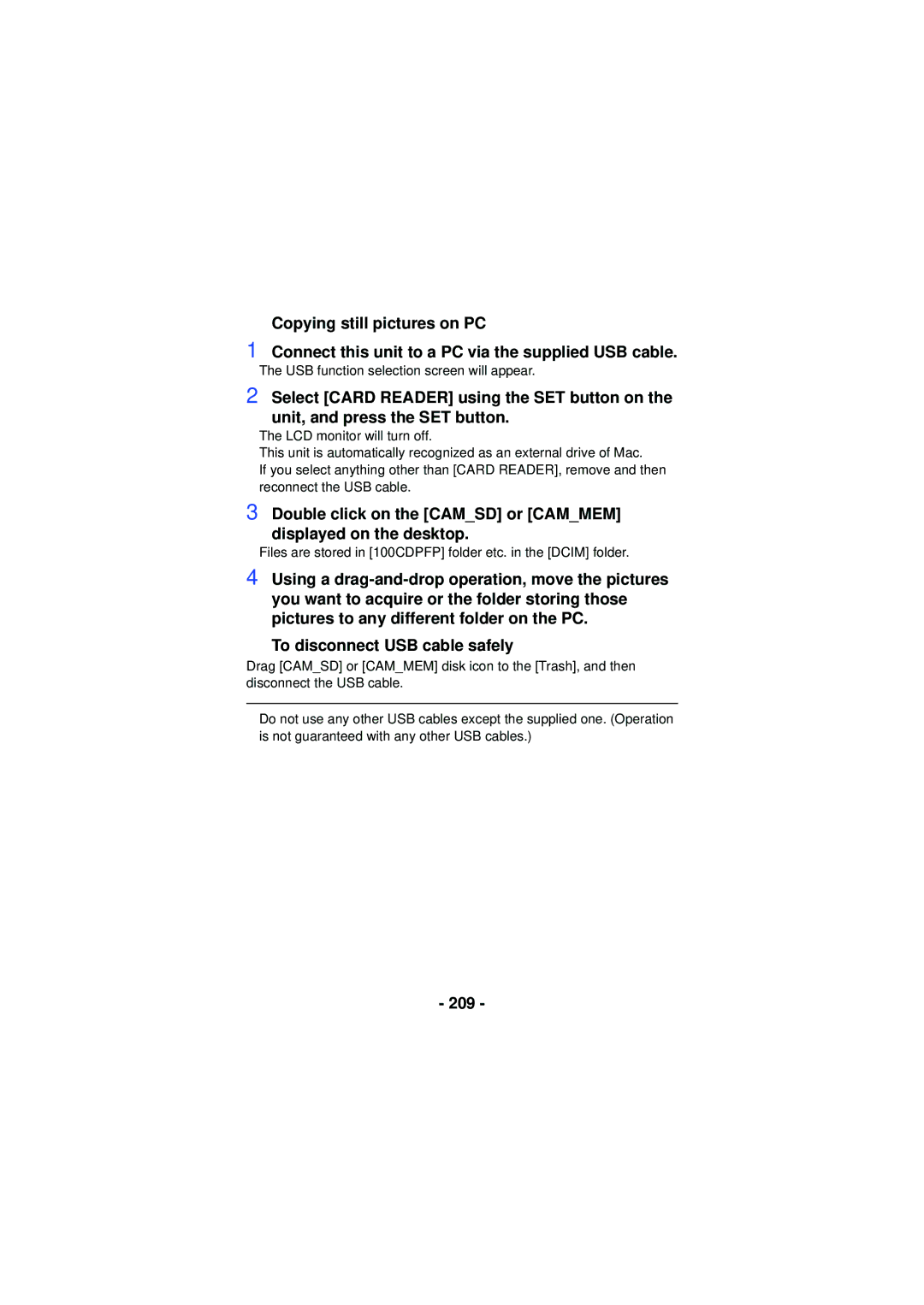 Panasonic HX-WA30, HX-WA03, HXWA03H owner manual Double click on the Camsd or Cammem Displayed on the desktop, 209 