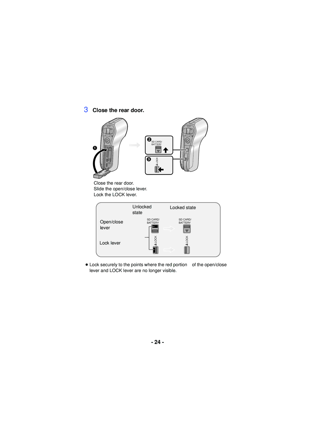 Panasonic HX-WA30, HX-WA03, HXWA03H owner manual Close the rear door 