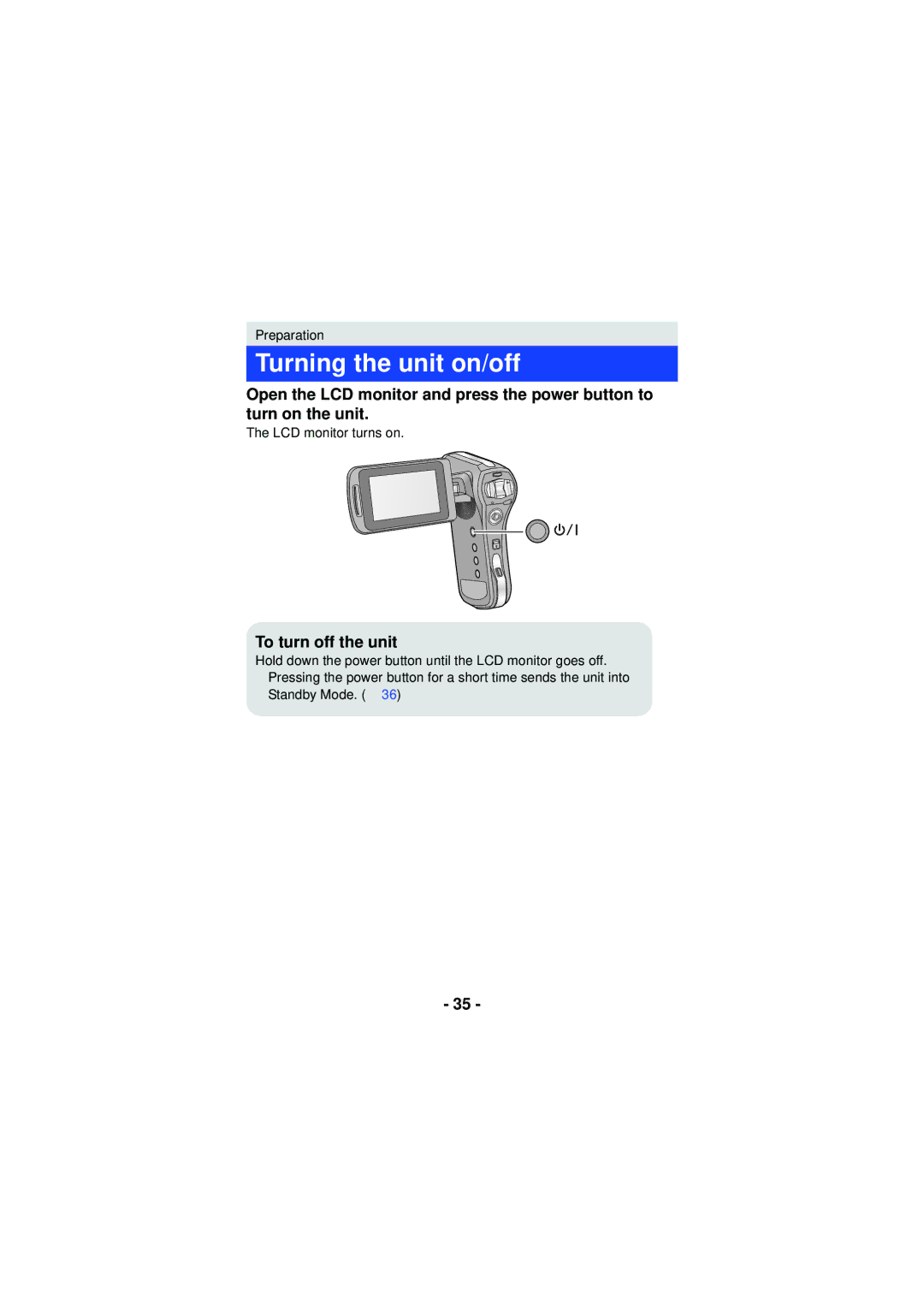 Panasonic HXWA03H, HX-WA30, HX-WA03 owner manual Turning the unit on/off, To turn off the unit 