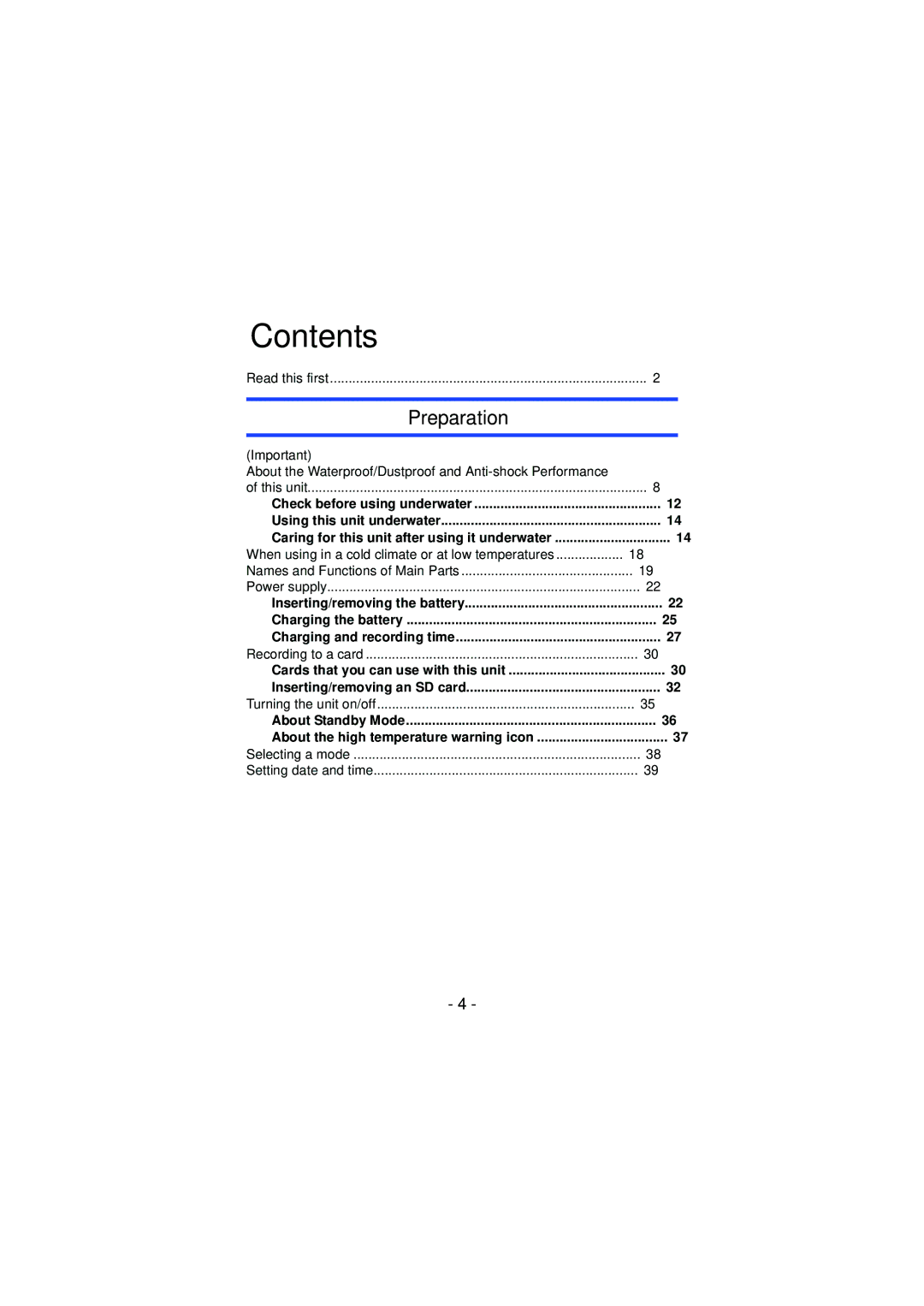 Panasonic HX-WA30, HX-WA03, HXWA03H owner manual Contents 