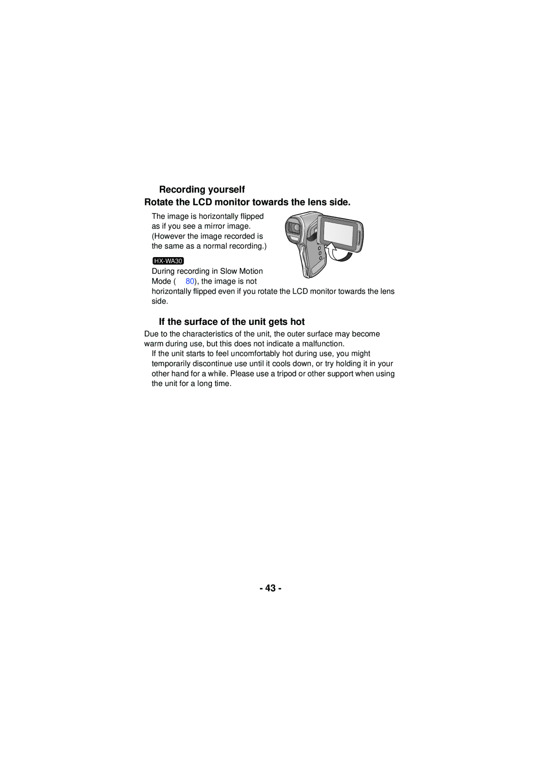 Panasonic HXWA03H, HX-WA30, HX-WA03 owner manual If the surface of the unit gets hot 