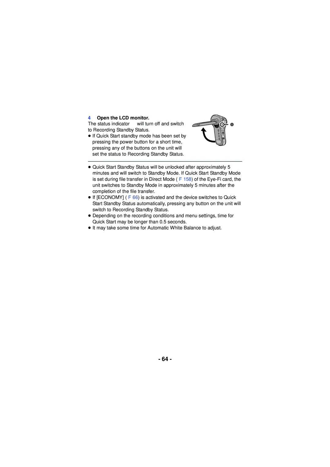 Panasonic HX-WA30, HX-WA03, HXWA03H owner manual Open the LCD monitor 