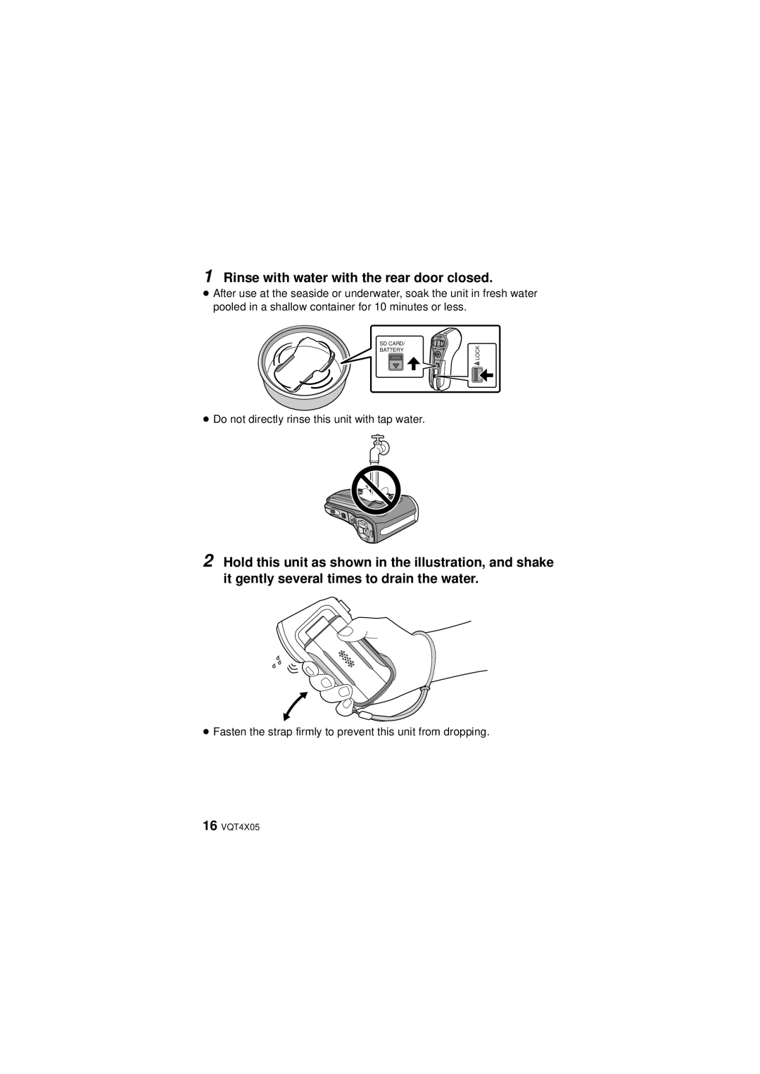 Panasonic HX-WA30, VQT4XD5 owner manual Rinse with water with the rear door closed 