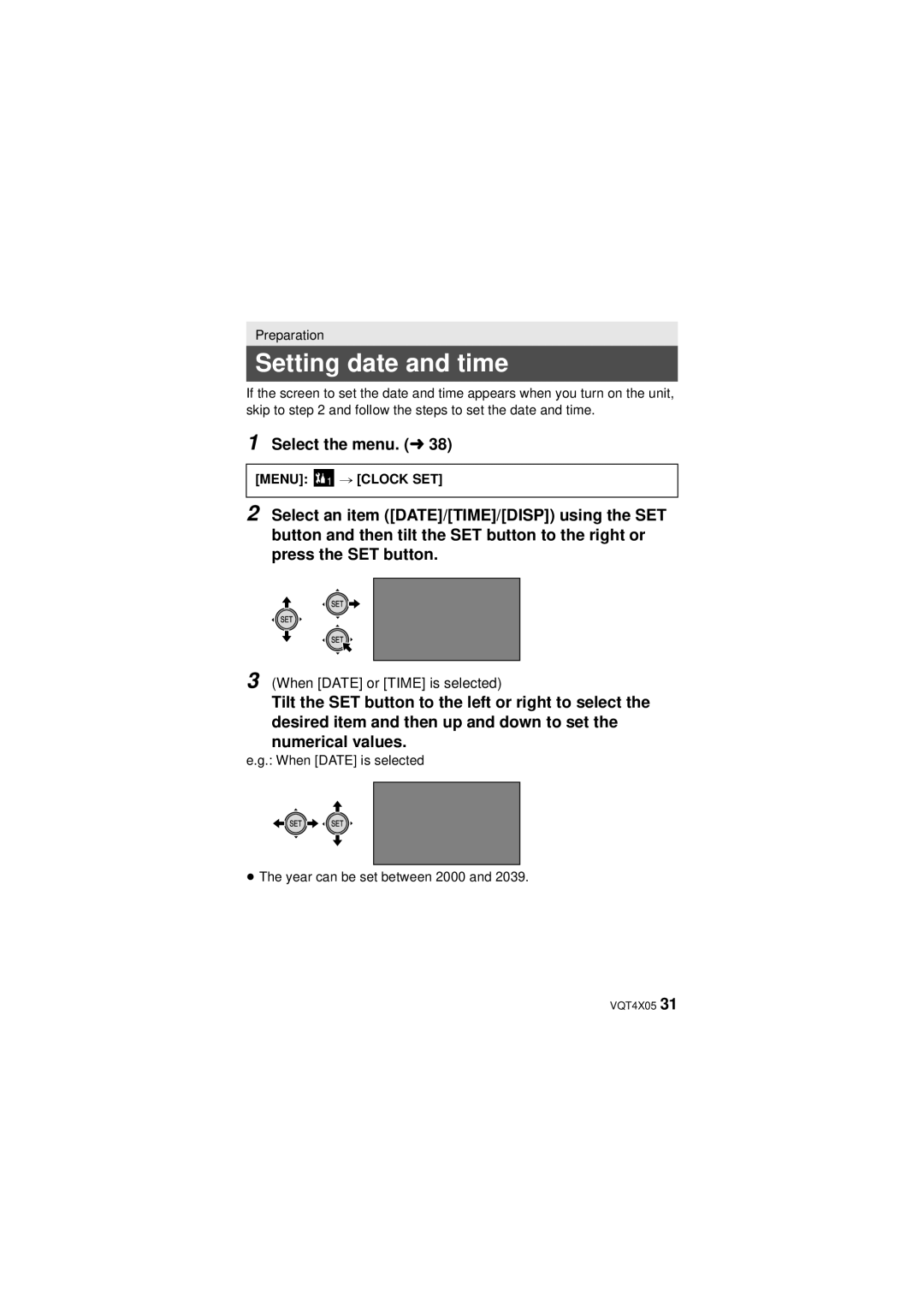 Panasonic VQT4XD5, HX-WA30 owner manual Setting date and time, Select the menu. l, Menu 