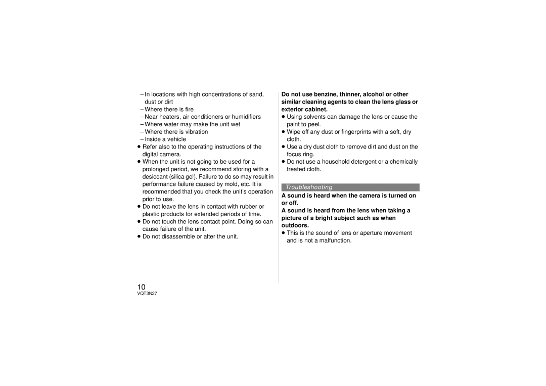 Panasonic HX025 operating instructions Troubleshooting 