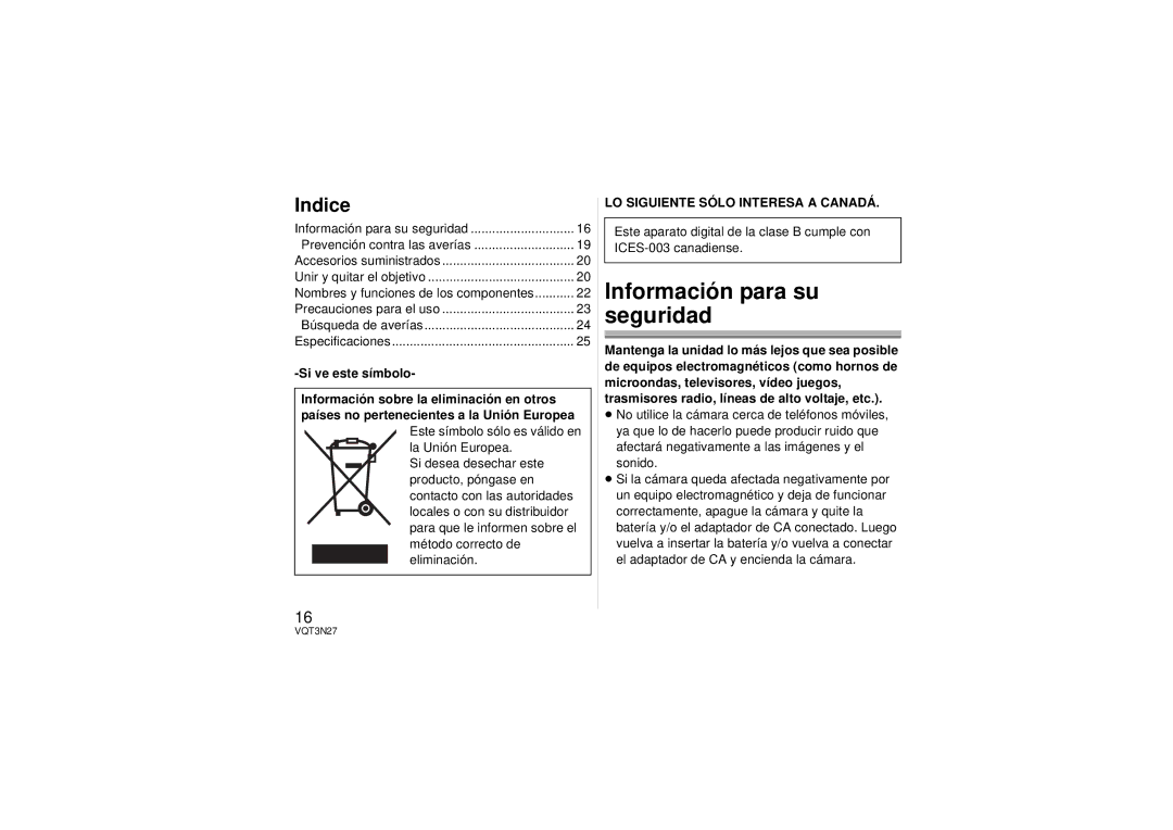 Panasonic HX025 Información para su seguridad, Prevención contra las averías, Búsqueda de averías, Si ve este símbolo 