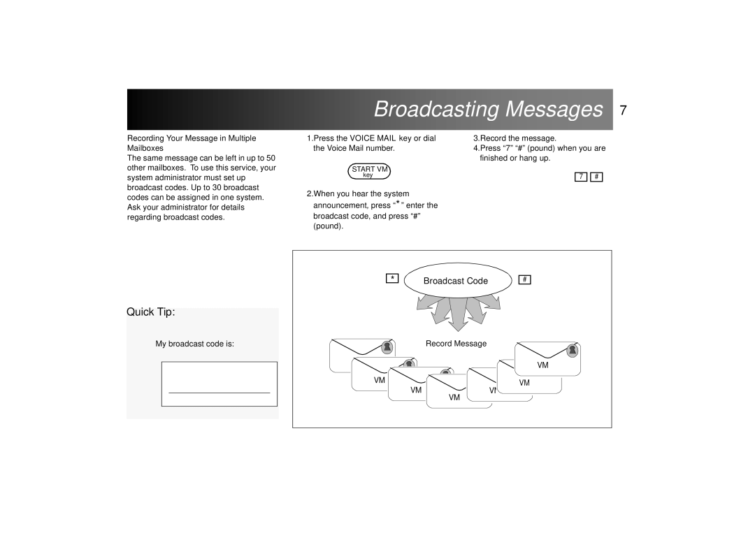 Panasonic ICX manual Messages, Recording Your Message in Multiple Mailboxes, My broadcast code is 