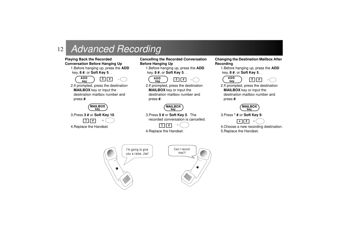 Panasonic ICX manual Playing Back the Recorded Conversation Before Hanging Up, Press 3 # or Soft Key, Press * # or Soft Key 