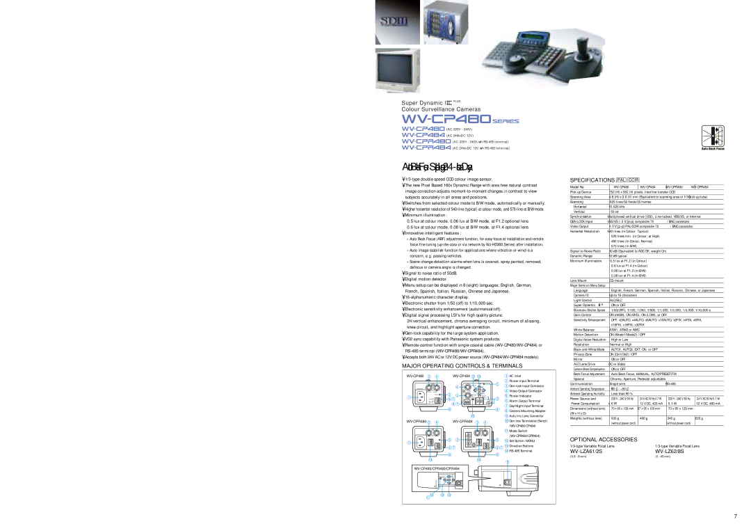 Panasonic III PLUS operating instructions 30x Optical Zoom. Auto Tracking Presets, WV-Q105 WV-Q116 WV-Q117 