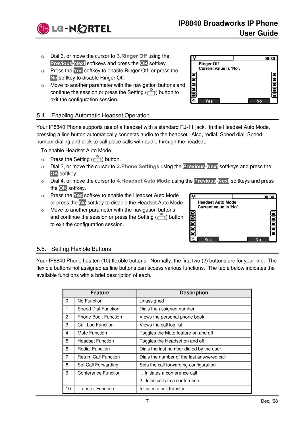 Panasonic IP8840 manual Enabling Automatic Headset Operation, Setting Flexible Buttons 