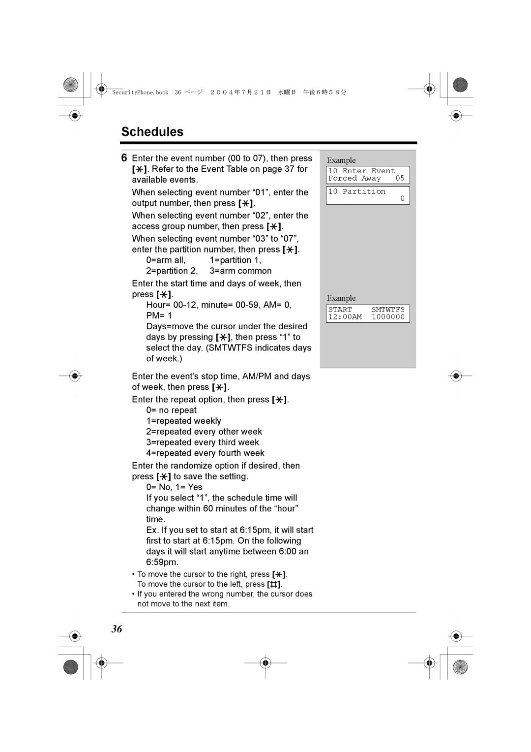 Panasonic K10059 manual Enter Event Forced Away Partition 