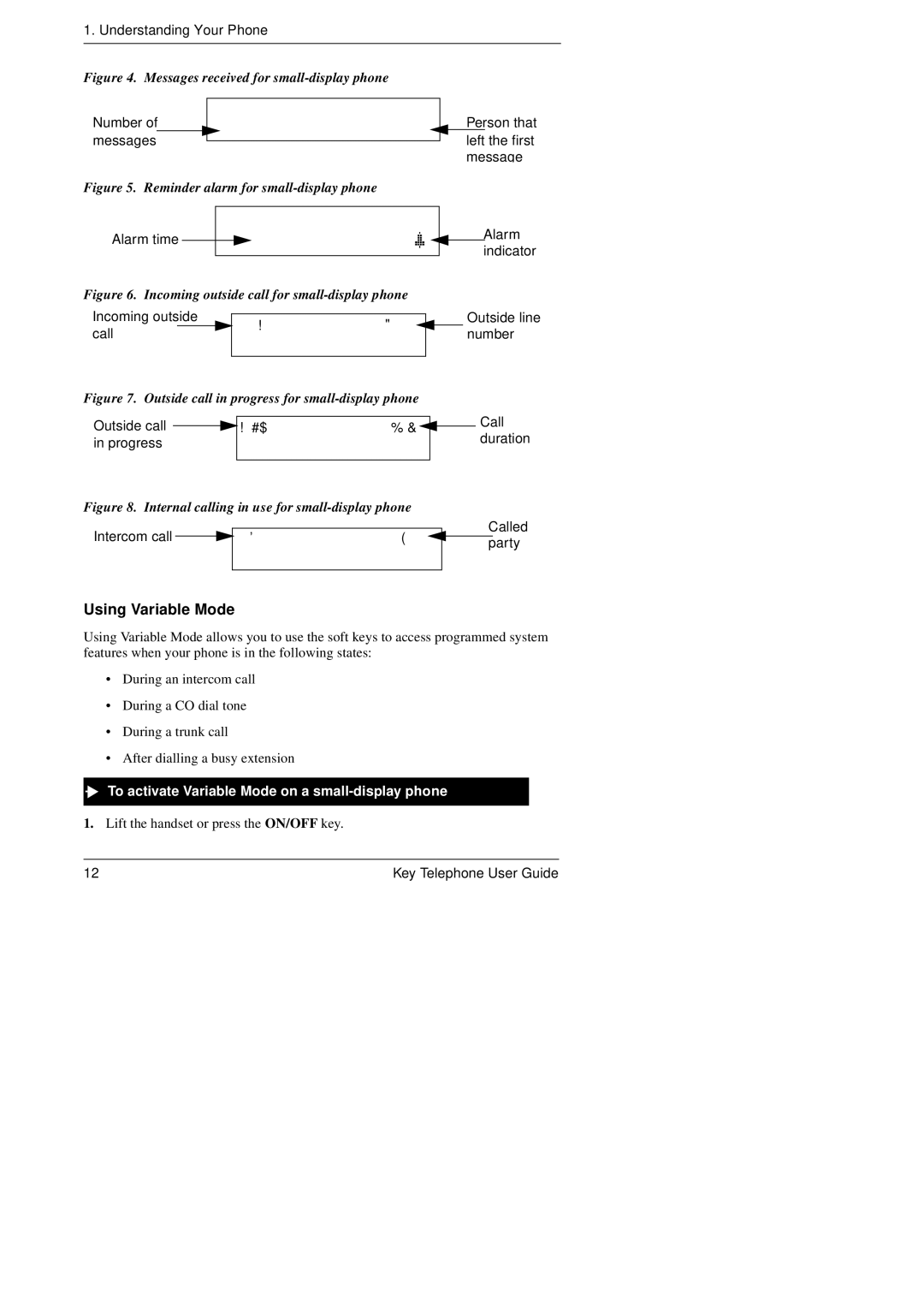 Panasonic KEY TELEPHONE manual Using Variable Mode, To activate Variable Mode on a small-display phone 