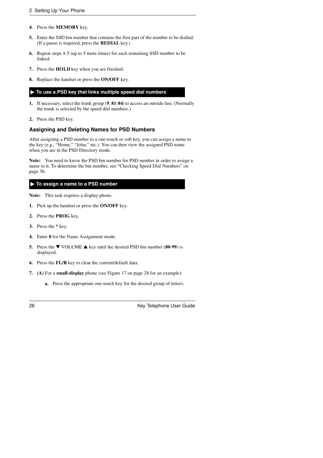 Panasonic KEY TELEPHONE manual Assigning and Deleting Names for PSD Numbers, To assign a name to a PSD number 