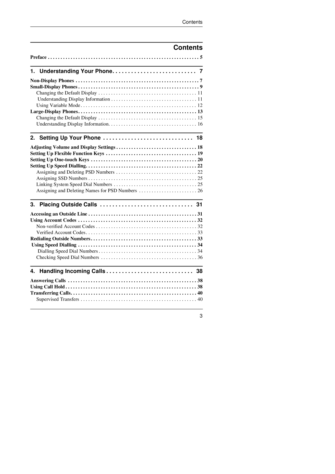 Panasonic KEY TELEPHONE manual Contents 