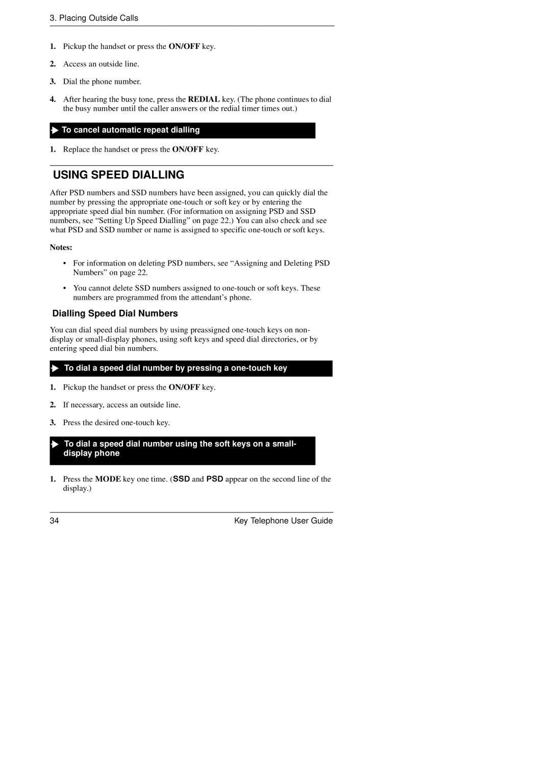 Panasonic KEY TELEPHONE manual Using Speed Dialling, Dialling Speed Dial Numbers, To cancel automatic repeat dialling 