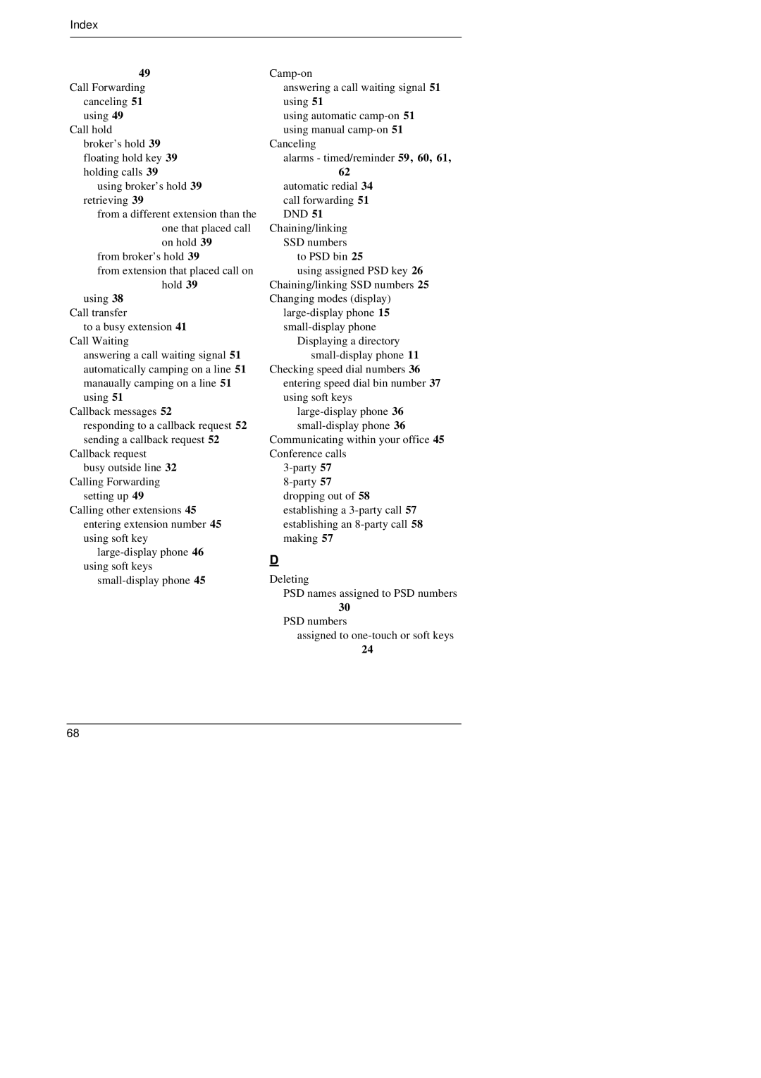 Panasonic KEY TELEPHONE manual Index 