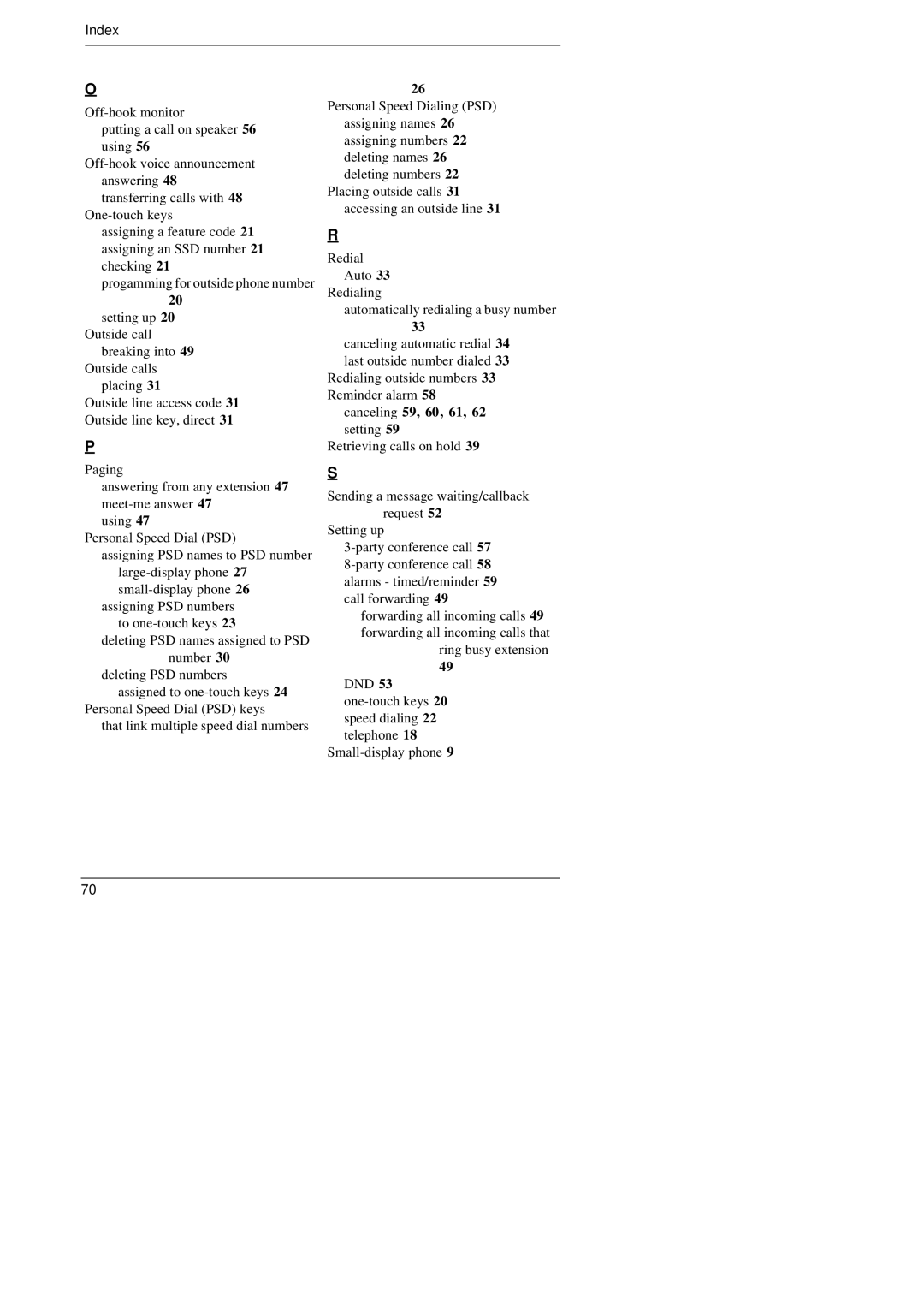 Panasonic KEY TELEPHONE manual Index 