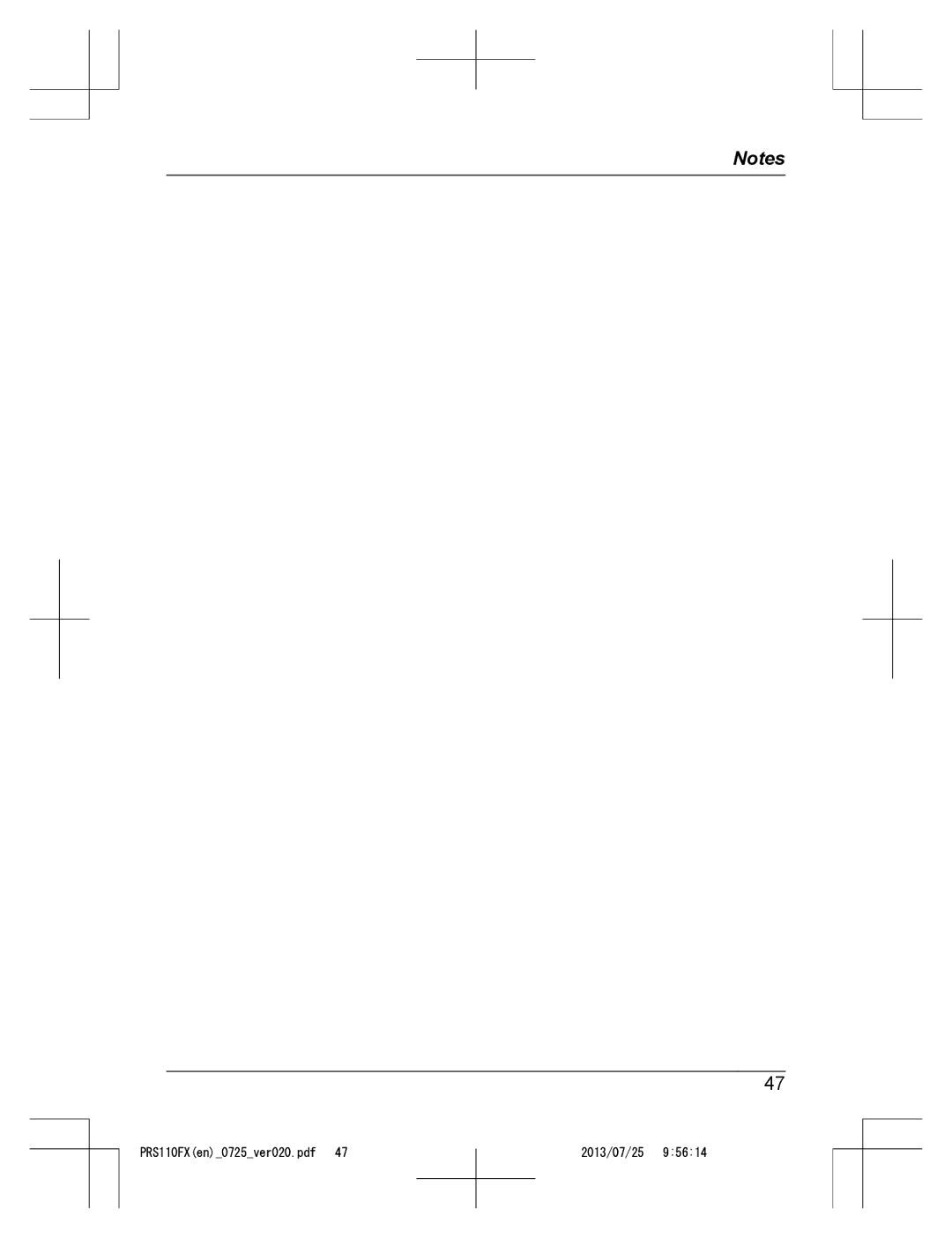 Panasonic KRS-PRS110FX operating instructions 2013/07/25 