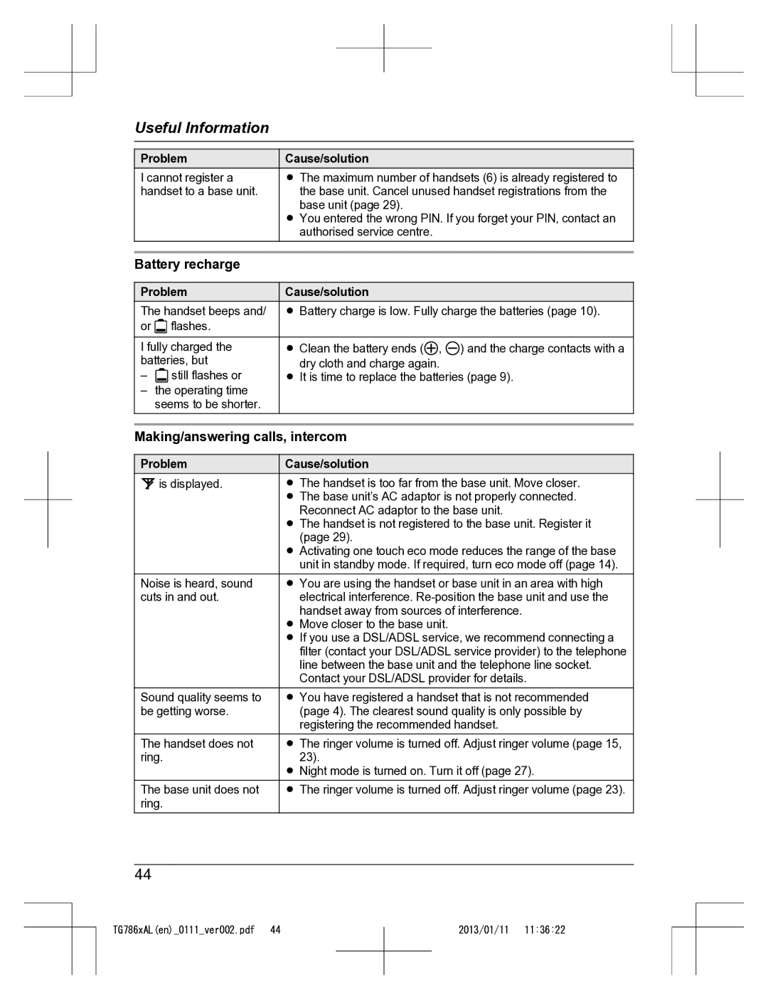 Panasonic KT-TG7861AL operating instructions Battery recharge, Making/answering calls, intercom 