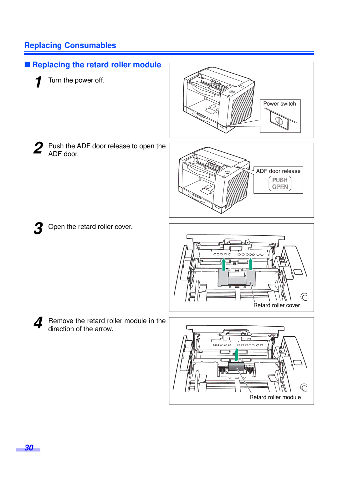 Panasonic KV-S2045CU, KV-S2025CU installation manual Replacing Consumables Replacing the retard roller module 