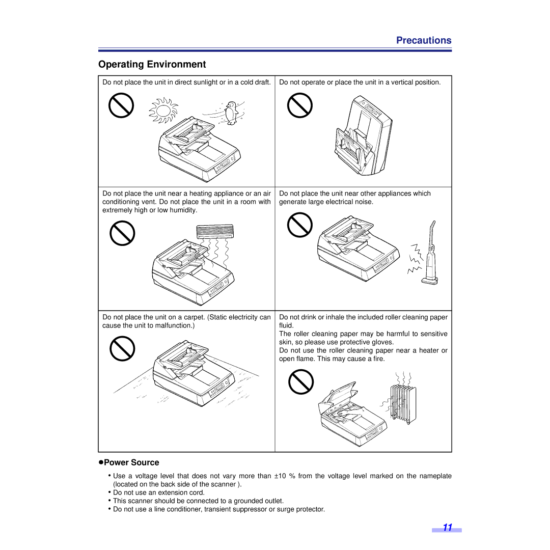 Panasonic KV-S6055WU, KV-S6050WU installation manual Precautions, ³Power Source 