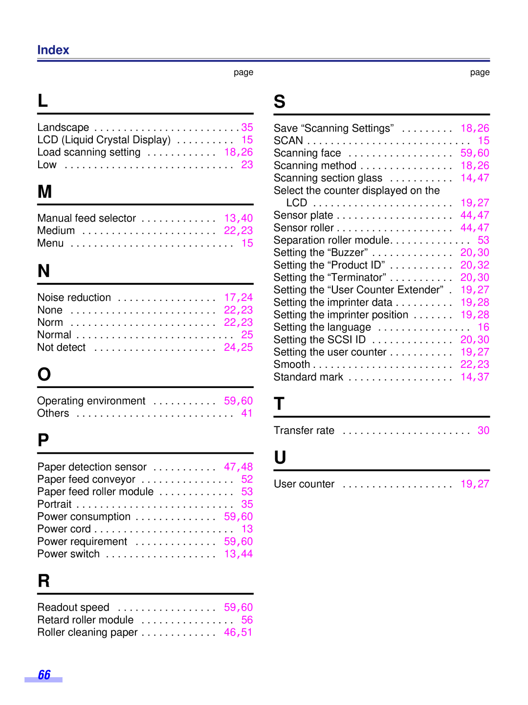 Panasonic KV-S6050WU, KV-S6055WU installation manual Index 