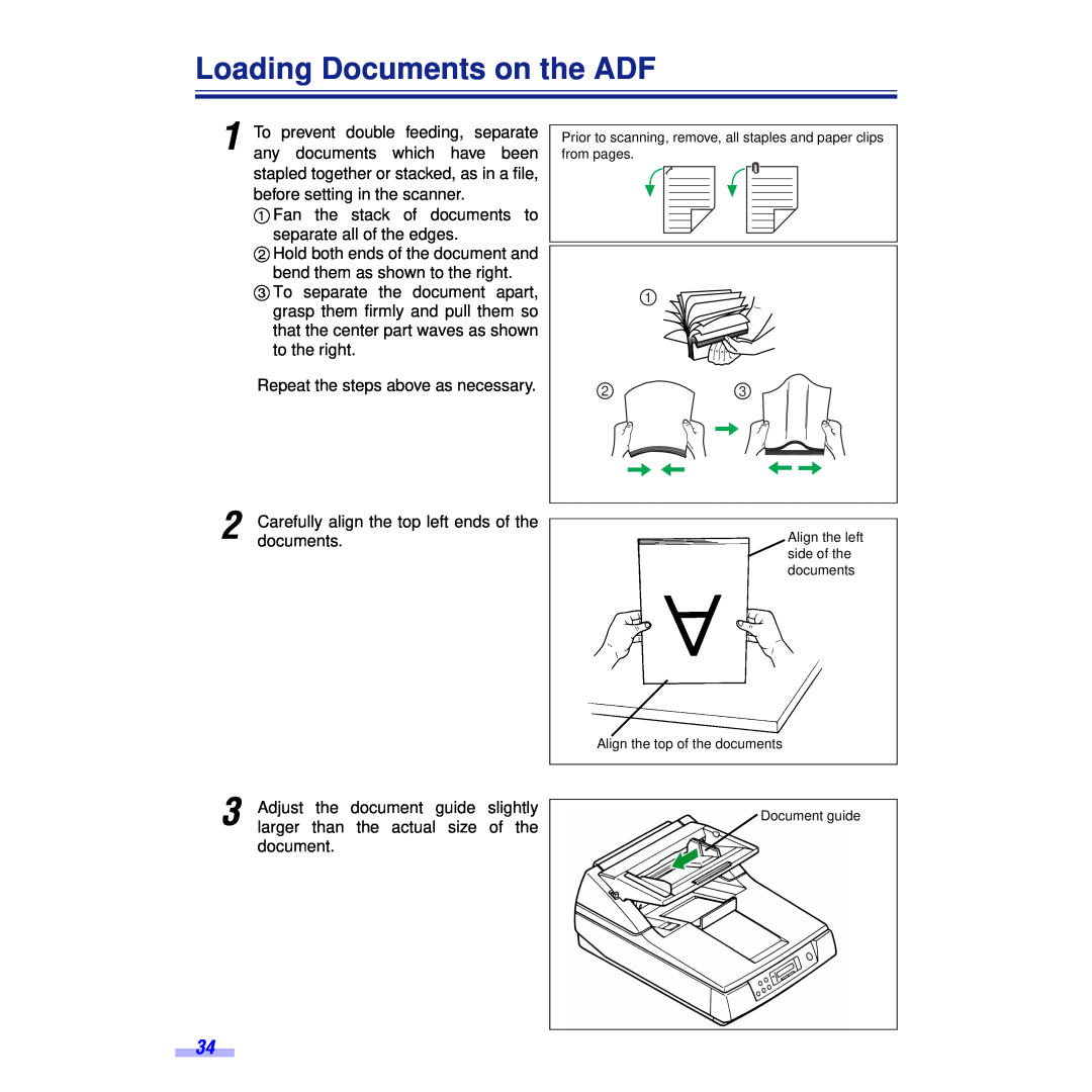 Panasonic KV-S6050WU, KV-S6055WU installation manual Loading Documents on the ADF 