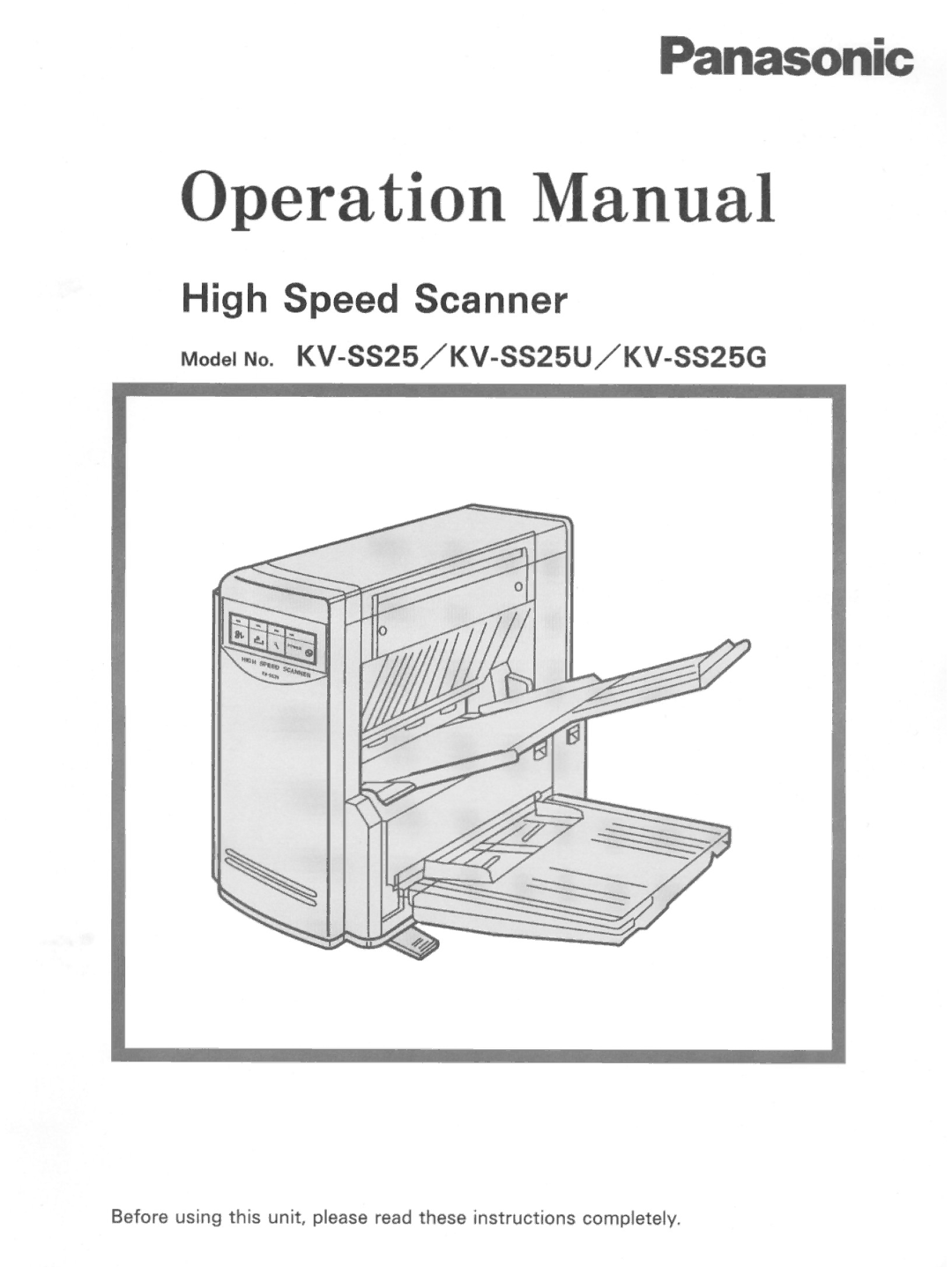 Panasonic KV-SS25G, KV-SS25U manual 