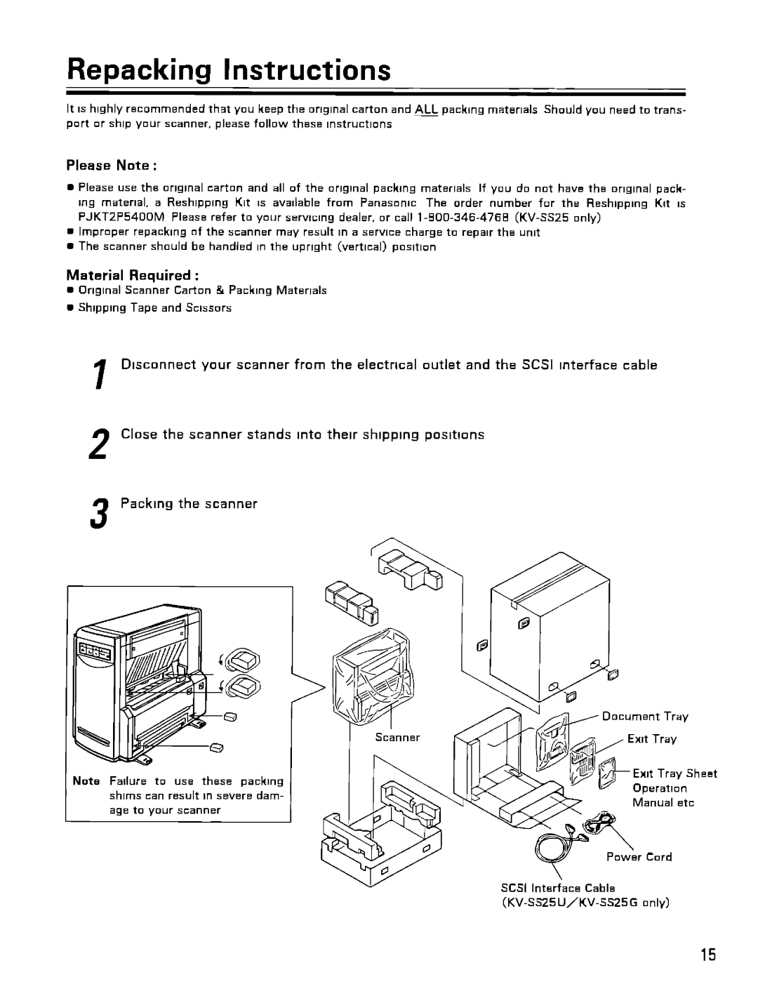 Panasonic KV-SS25U, KV-SS25G manual 