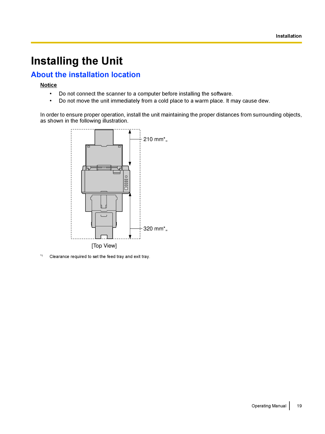 Panasonic KC-S1026C, KVS1015C manual Installing the Unit, About the installation location 