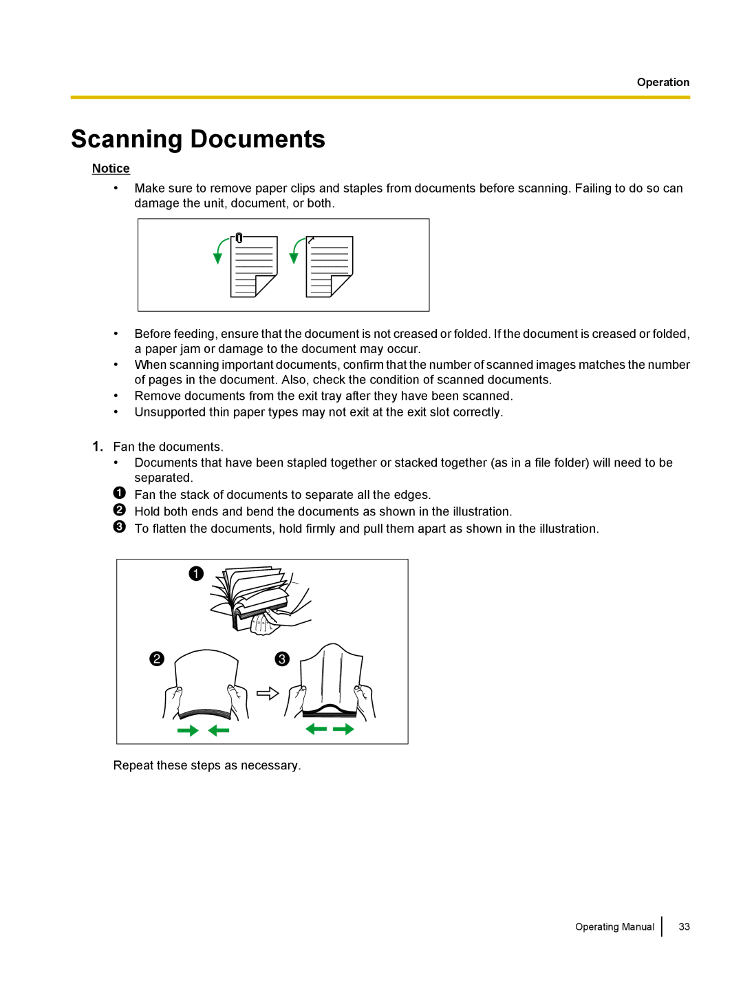 Panasonic KC-S1026C, KVS1015C manual Scanning Documents 