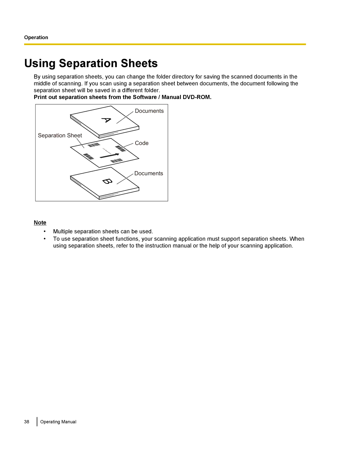 Panasonic KVS1015C, KC-S1026C manual Using Separation Sheets, Documents 