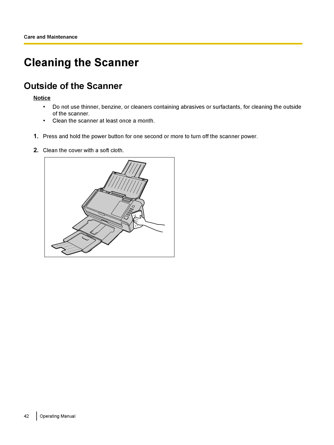 Panasonic KVS1015C, KC-S1026C manual Cleaning the Scanner, Outside of the Scanner 