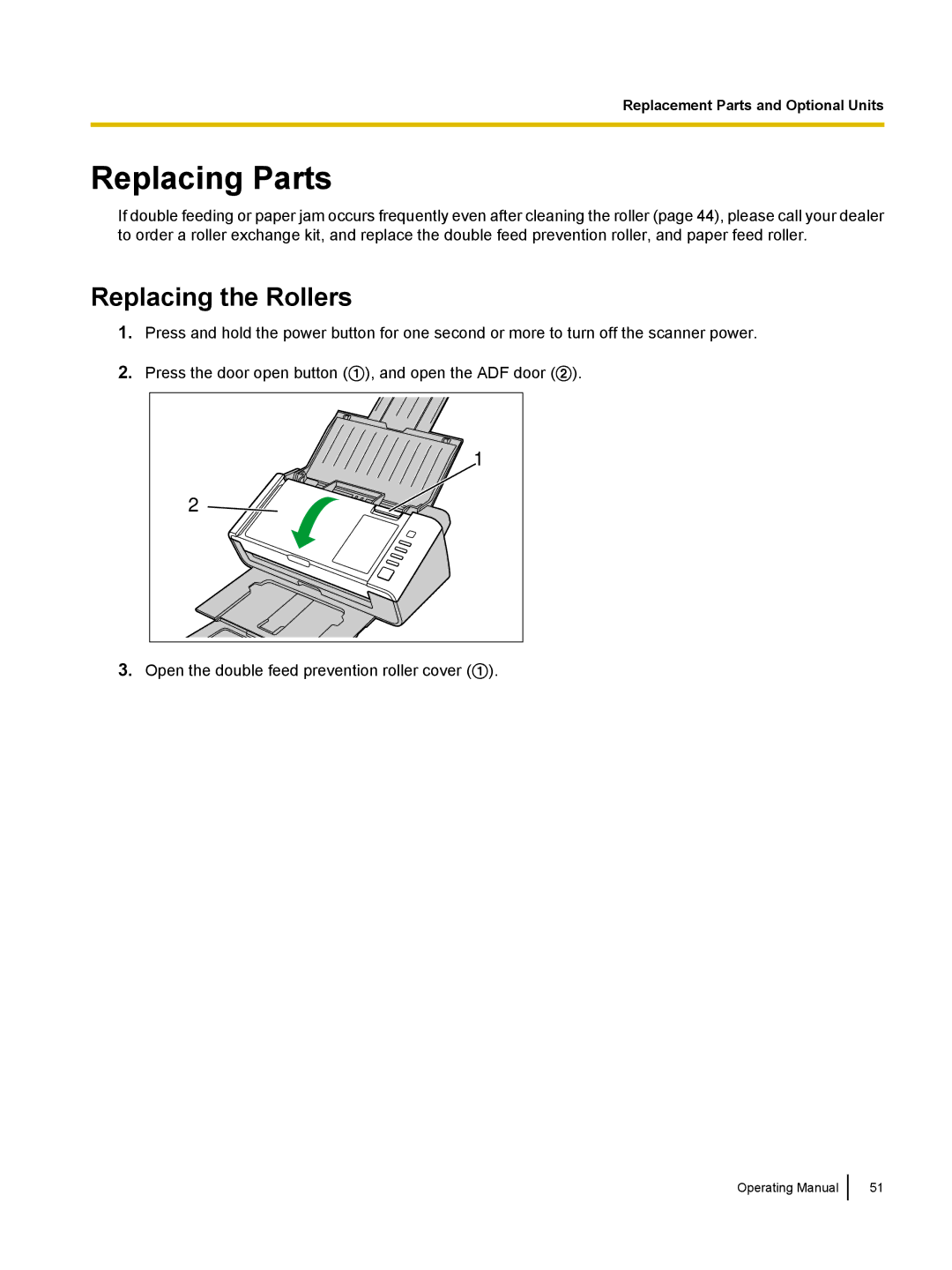 Panasonic KC-S1026C, KVS1015C manual Replacing Parts, Replacing the Rollers 