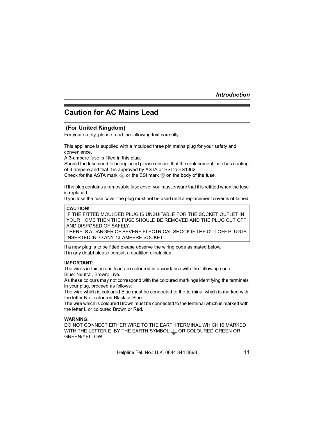 Panasonic KW-WP1050E operating instructions For United Kingdom 