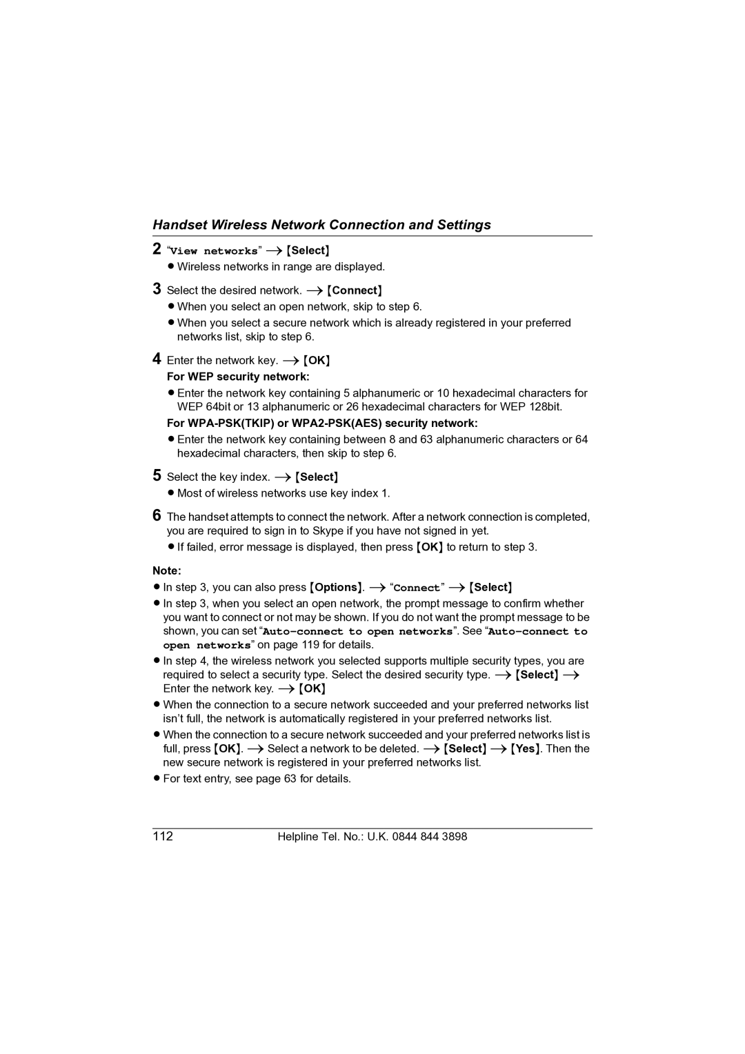 Panasonic KW-WP1050E operating instructions For WEP security network, For WPA-PSKTKIP or WPA2-PSKAES security network 