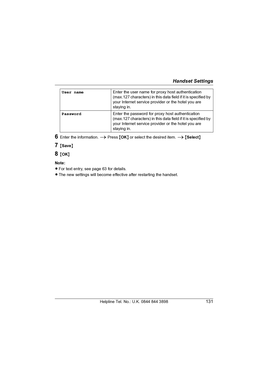 Panasonic KW-WP1050E operating instructions User name, Password 