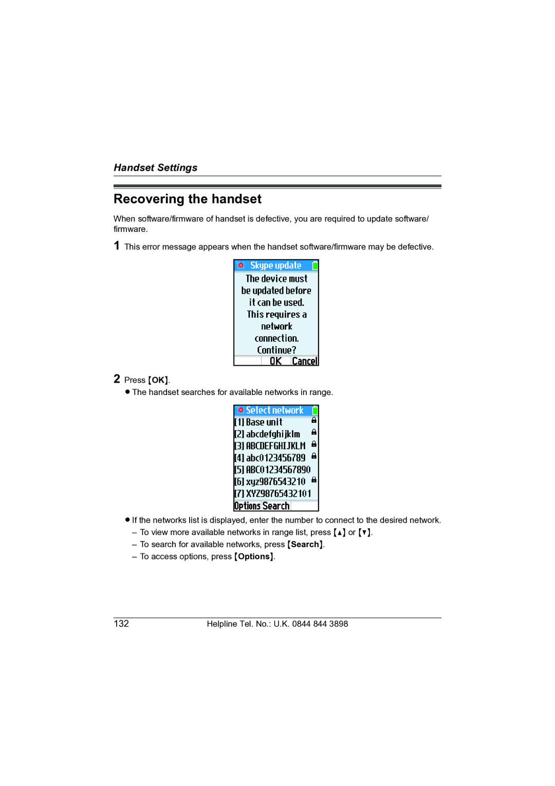 Panasonic KW-WP1050E operating instructions Recovering the handset 