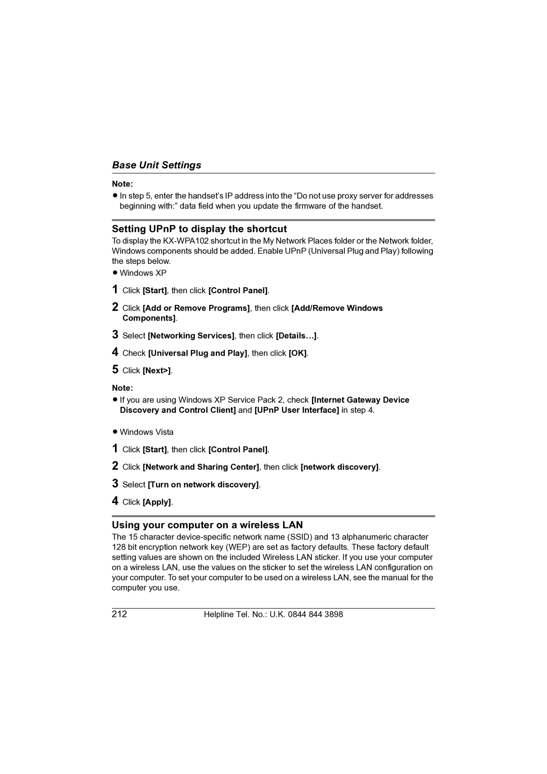 Panasonic KW-WP1050E operating instructions Setting UPnP to display the shortcut, Using your computer on a wireless LAN 